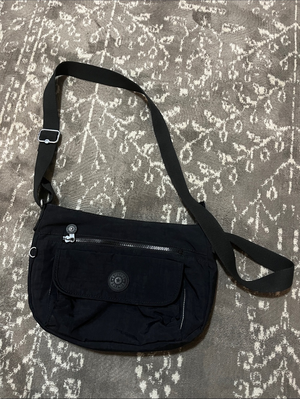 Kipling Black Nylon Crossbody Bag with Adjustable Strap